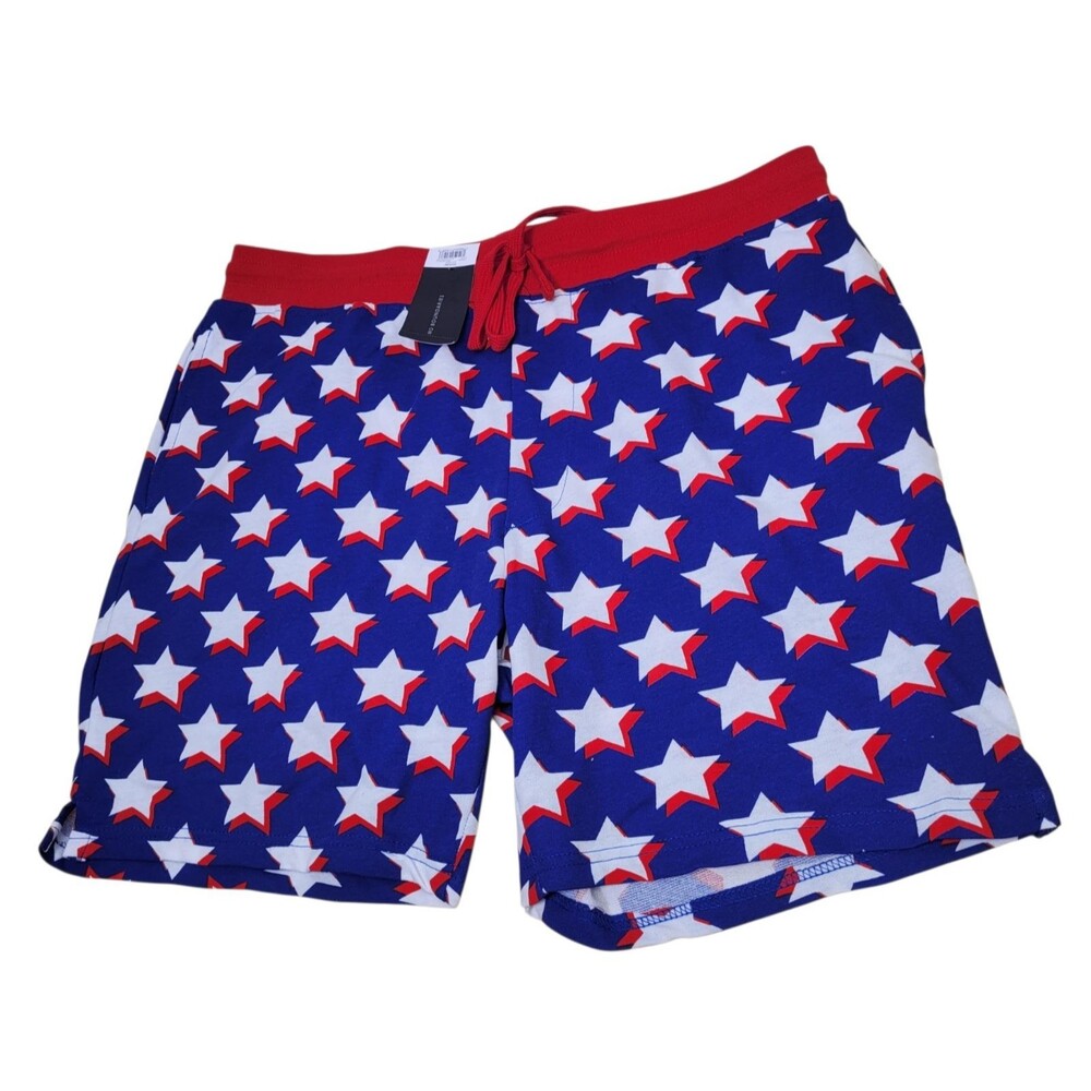 No Boundaries Men's Lounge Shorts size L(36-38) Blue Stars Print Pull-On